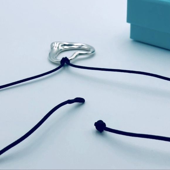 Tiffany & Co. 36 mm LARGE Open Heart Silk Cord Necklace with PACKAGING - Picture 6 of 9